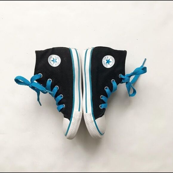 Converse black/blue high-top sneakers EUC size 9 - Picture 2 of 7